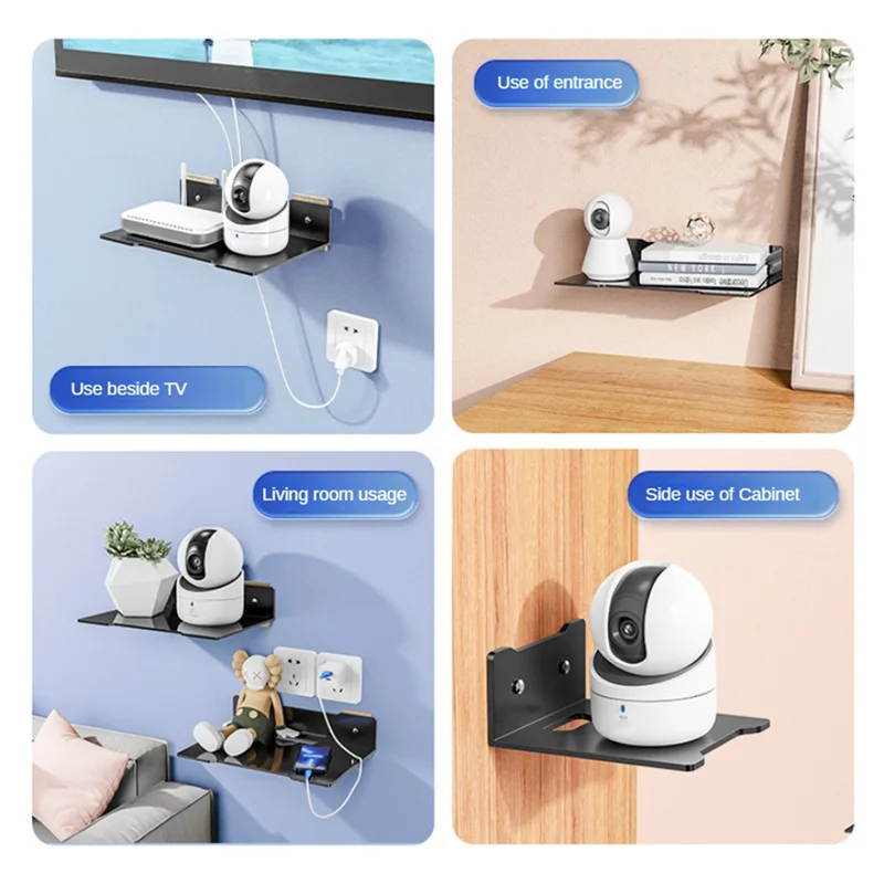 B68A Wall Shelf Holder Floating Shelf Stand Wall Mount Storage Rack For TV Projector Speaker Camera Router Durable , Large