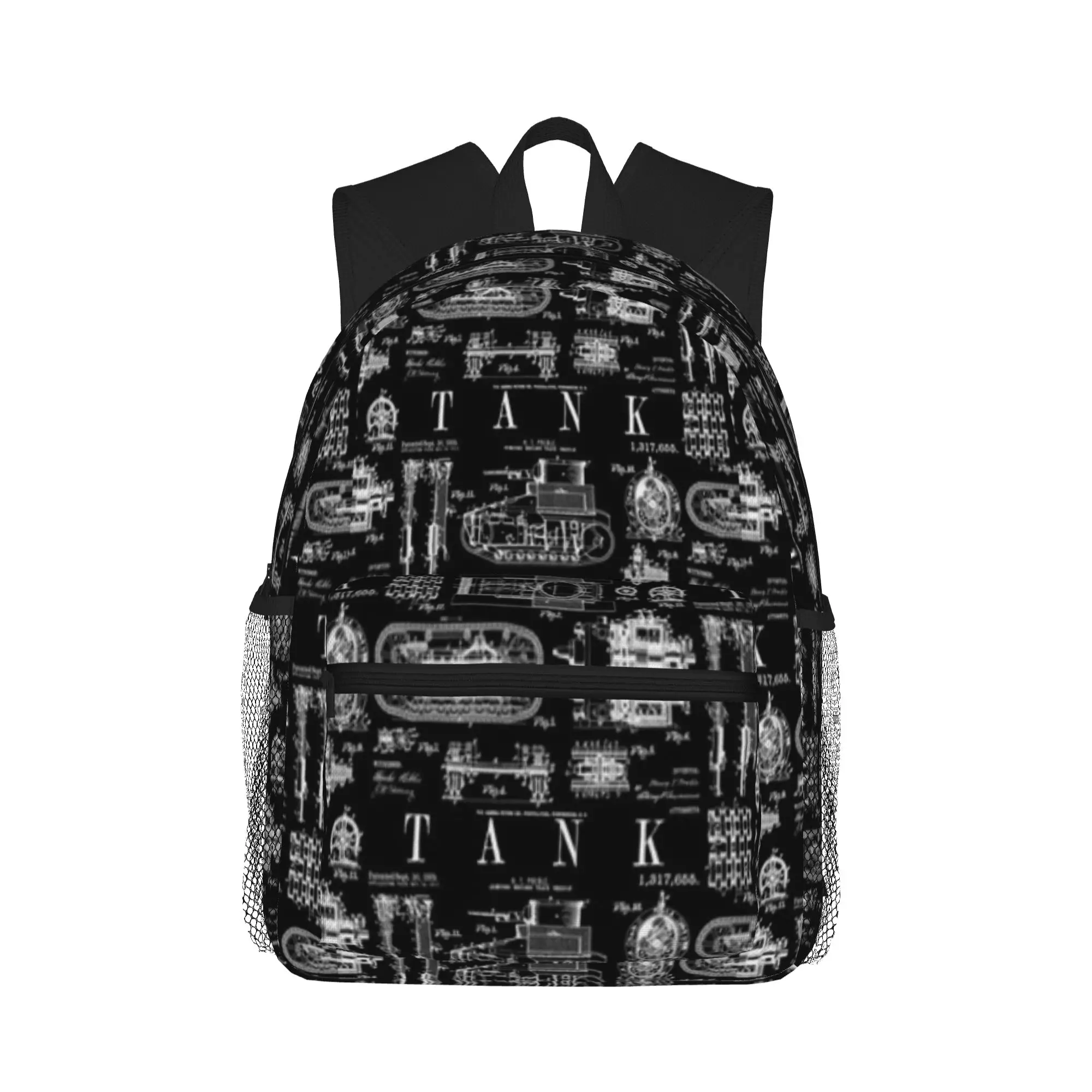 

Military Tank Army Motorized Infantry Vintage Patent Print Casual Backpack for Students and Adults Feminina backpack