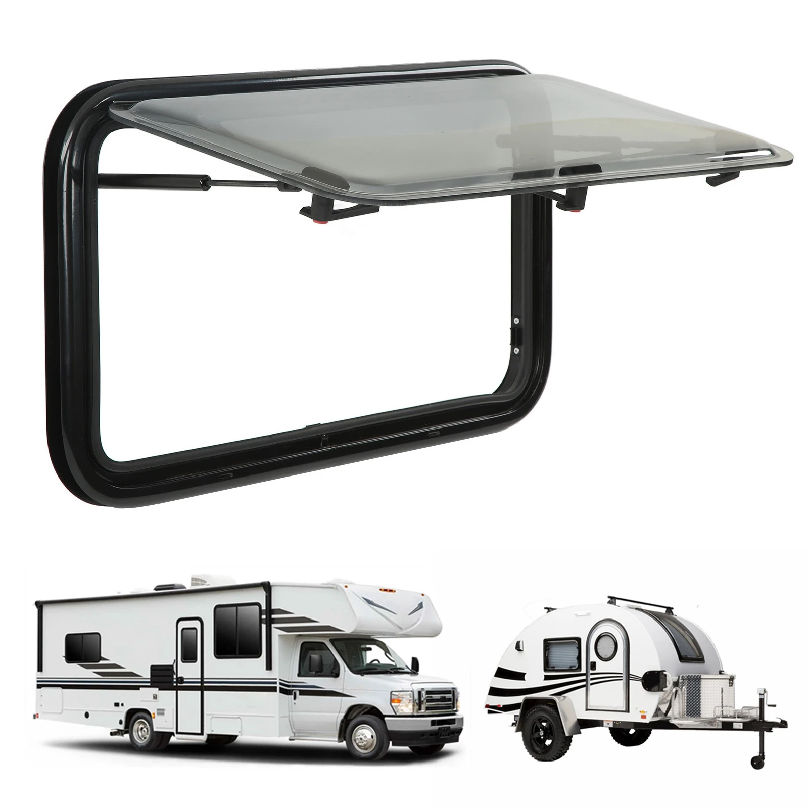

Camper Window 70 Degrees Opening Waterproof 730x430mm RV Push Out Window with Screen Sunshade for Trailers Motorhomes