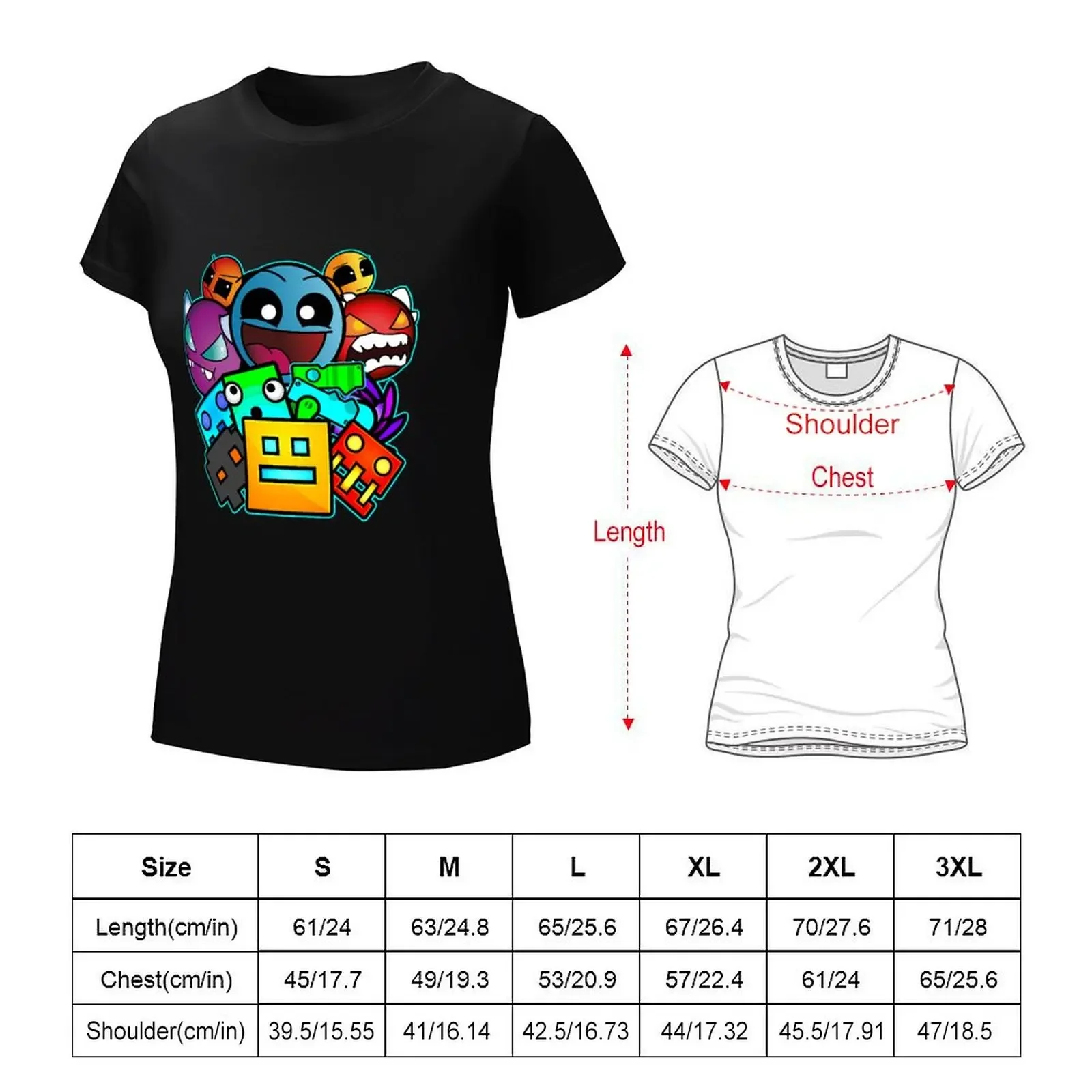 geometry dash old school gaming T-shirt summer clothes cute tops summer blouses woman 2024