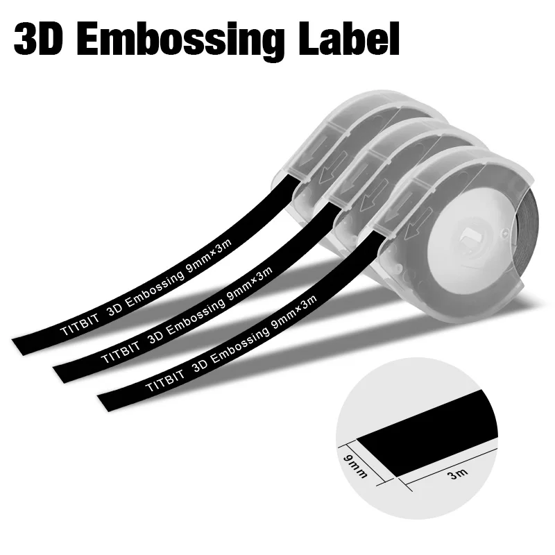 5Pcs 3D Embossing Tape Replace for Dymo 3D Label Tape Plastic 9mm Printer Ribbon for DYMO 12965 1610 Motex E101 Label Maker