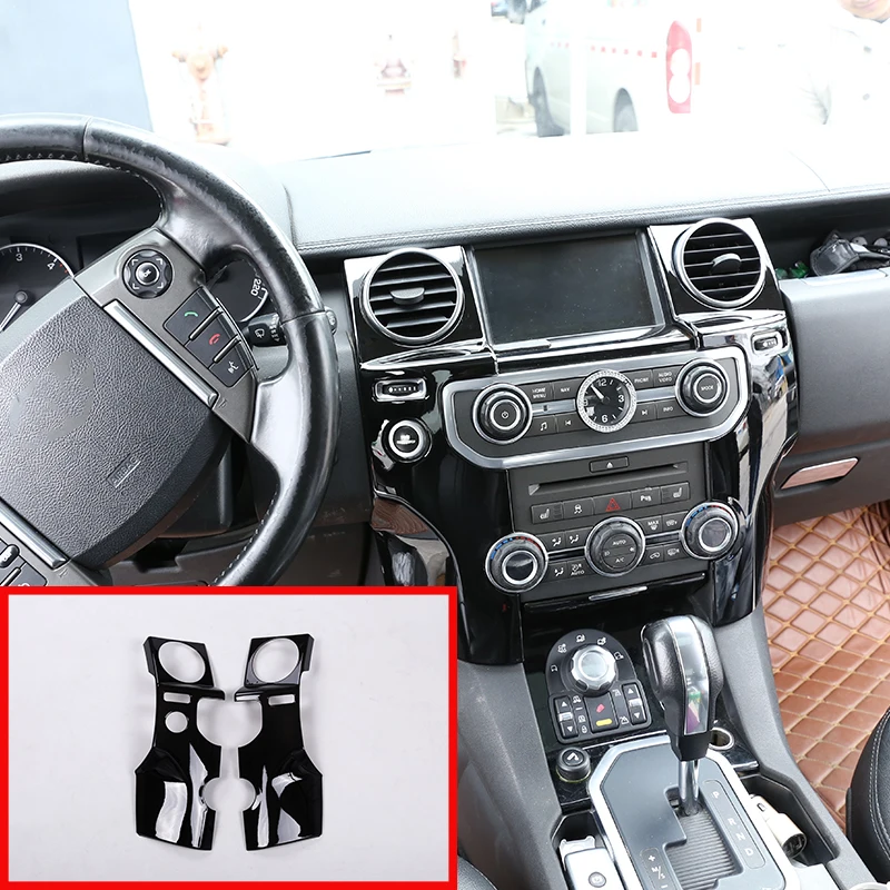 2 Pcs For Land Rover Discovery 4 LR4 2010-2016 For LHD Accessories ABS Glossy Black Center Console AC Outlet Cover Trim Sticker