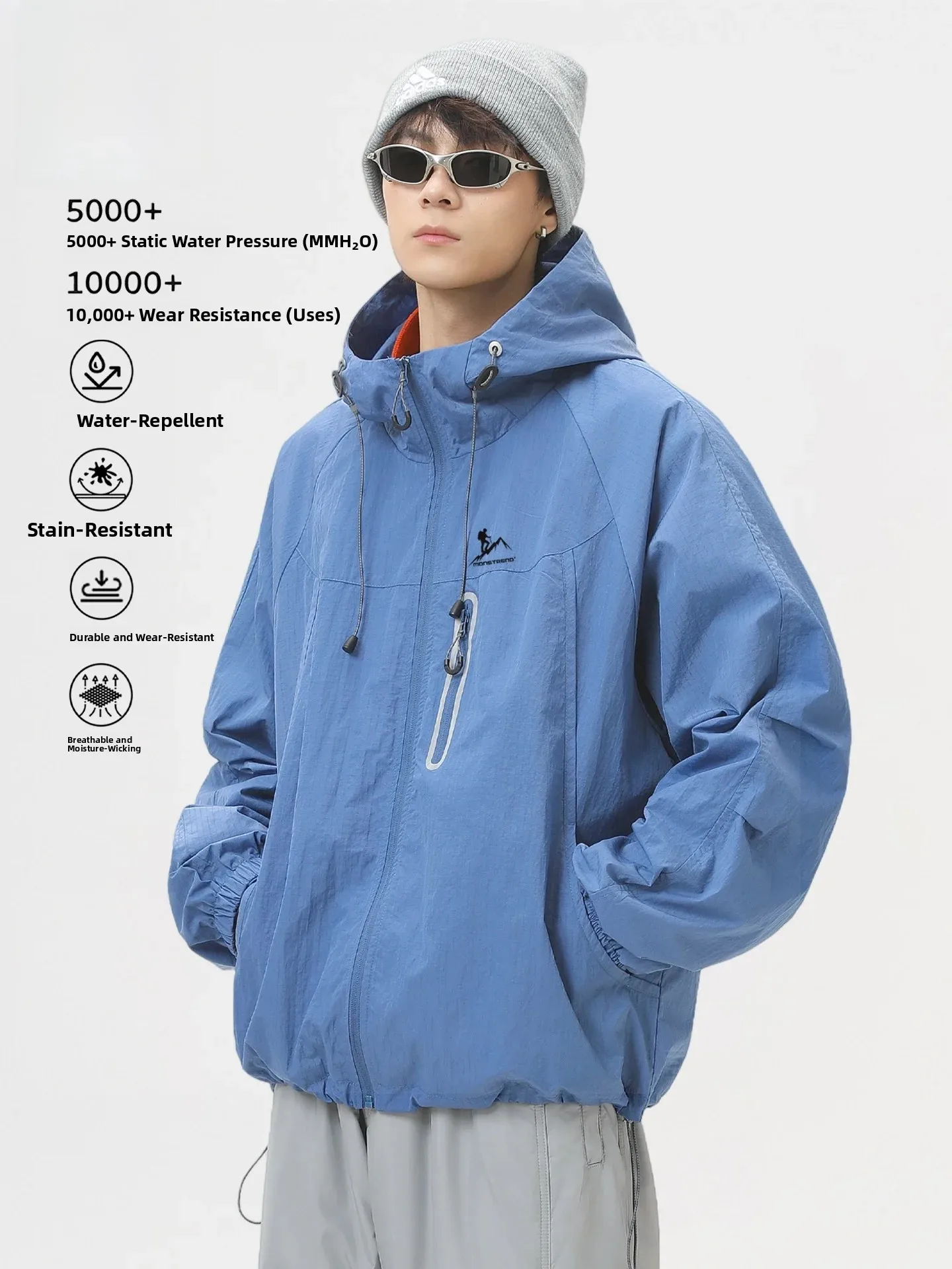 Autumn New Double Layer Windproof Waterproof Outdoor Climbing Hiking Unisex Jacket Sports Coat Men's Women's Fashion Outerwear