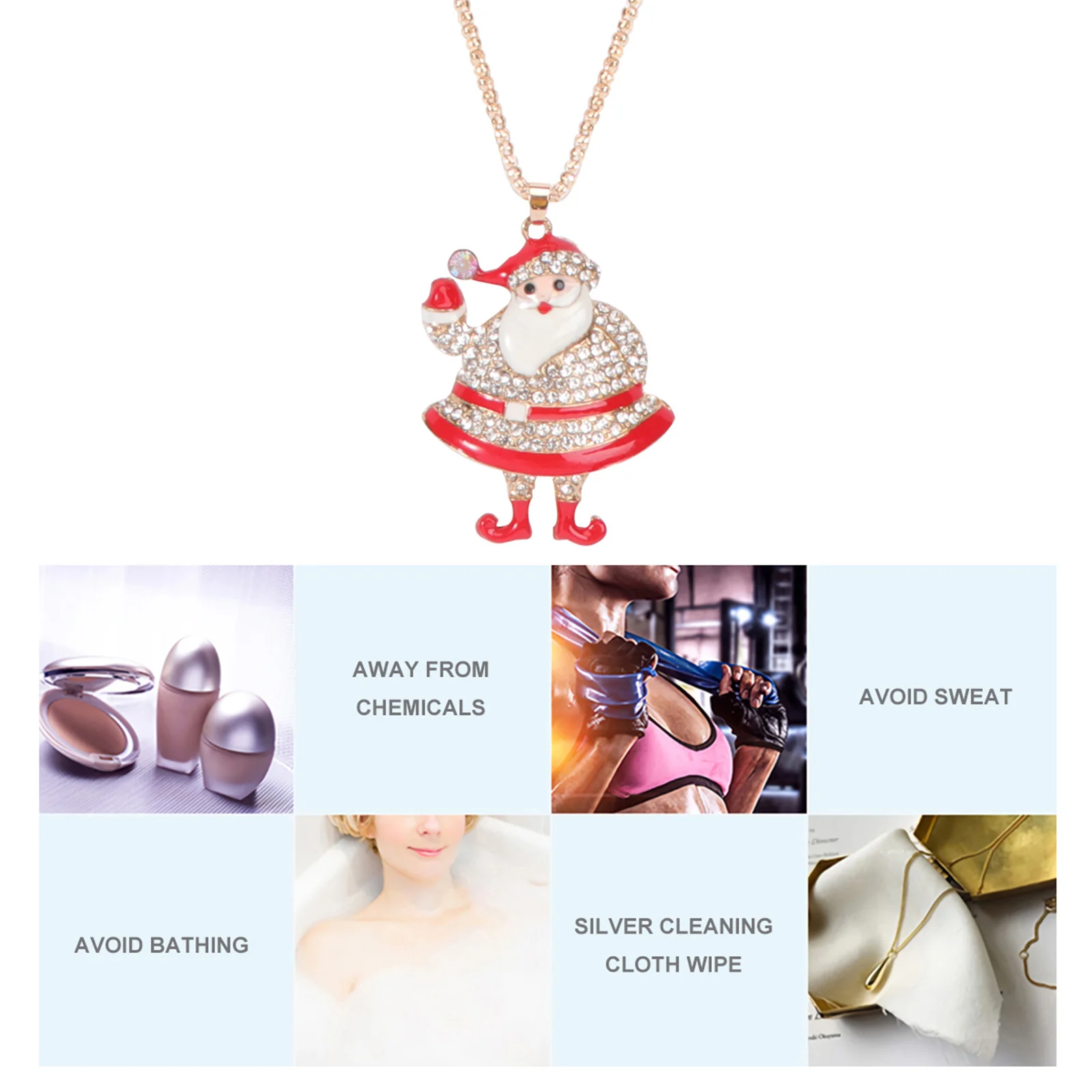 1 個クリスマスネックレスサンタクロースセーターチェーンパーティージュエリークリスマスネックレス女性ファッションセーターネックペンダント