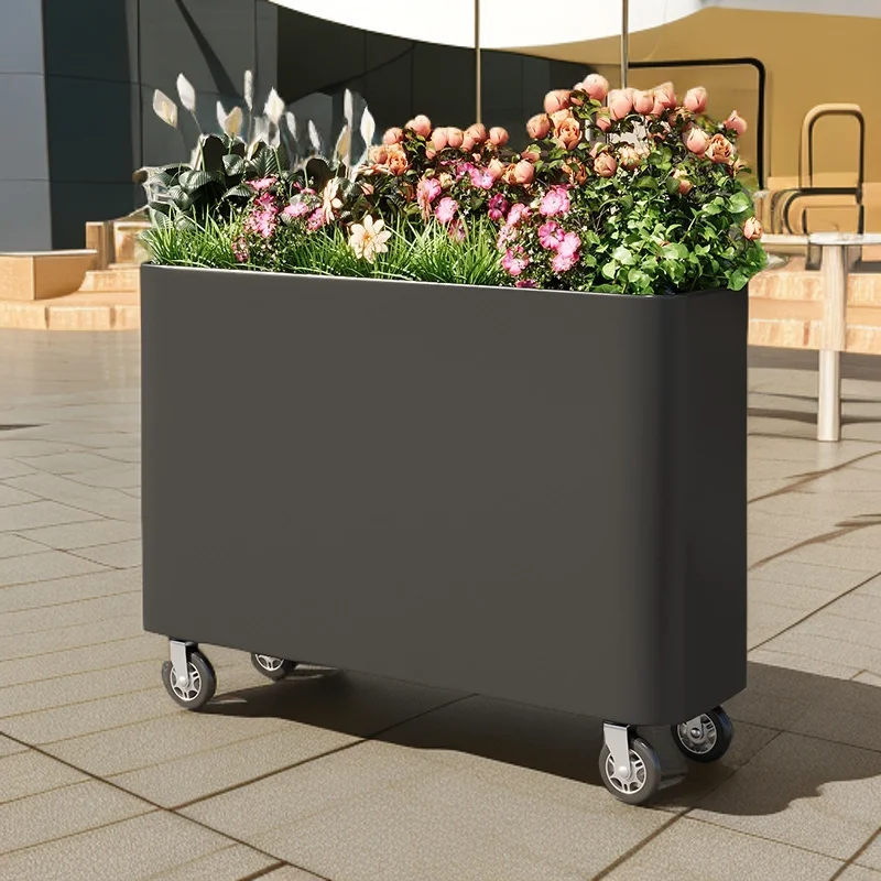

Custom Colorful Rectangular Metal Flower Pots Outdoor Garden Street Flower Planter for Planting Flowers