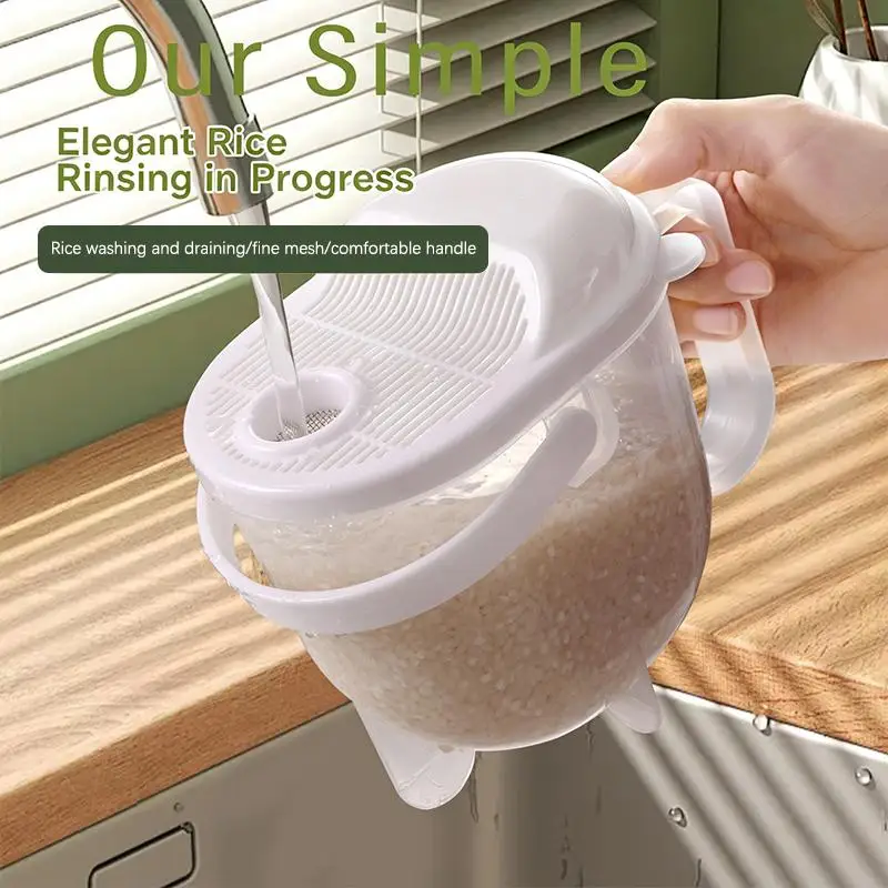 Hand-Free Rice Washer Kitchen Colanders Strainer Bowl With Lid Household Vegetable Washing Strainer For Home Hotel Restaurant
