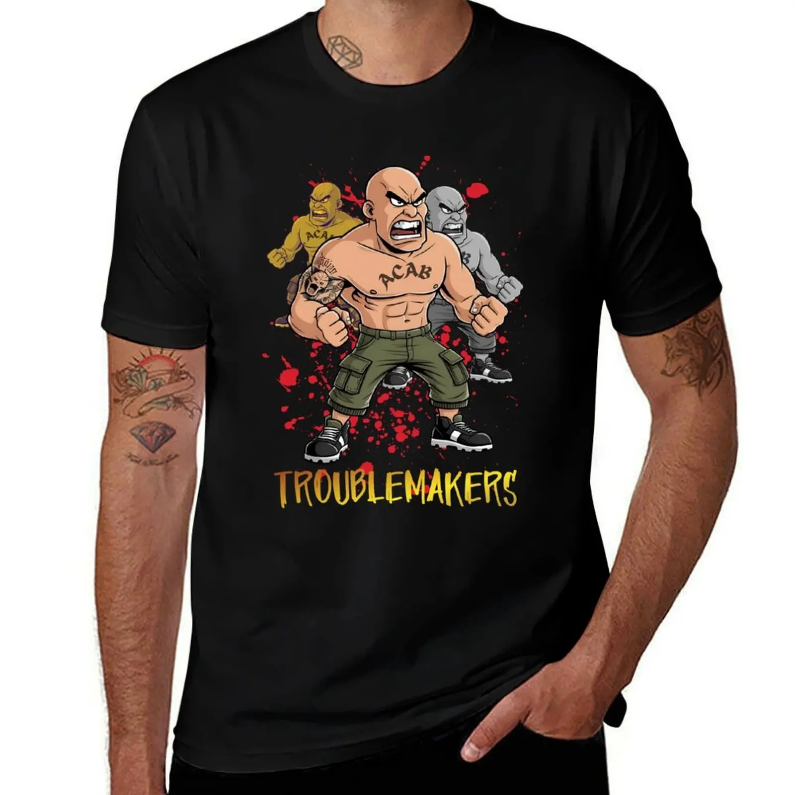 

Troublemakers - Football Fanatics T-Shirt funny shirt cotton Funny t-shirt Blouse Men's cotton t-shirt