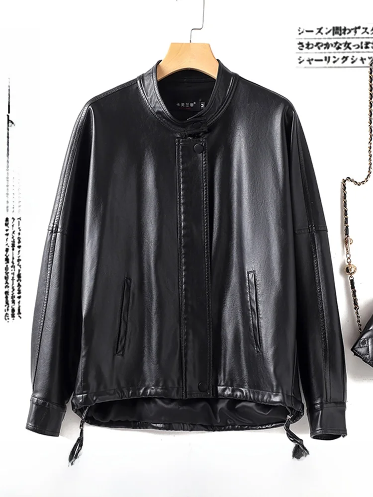   Ning Echt Lederen Jas Dames Korte Mouw 2025 Herfst Nieuwe Kleine Maat Motorjas Luxe Schapenvacht Rits