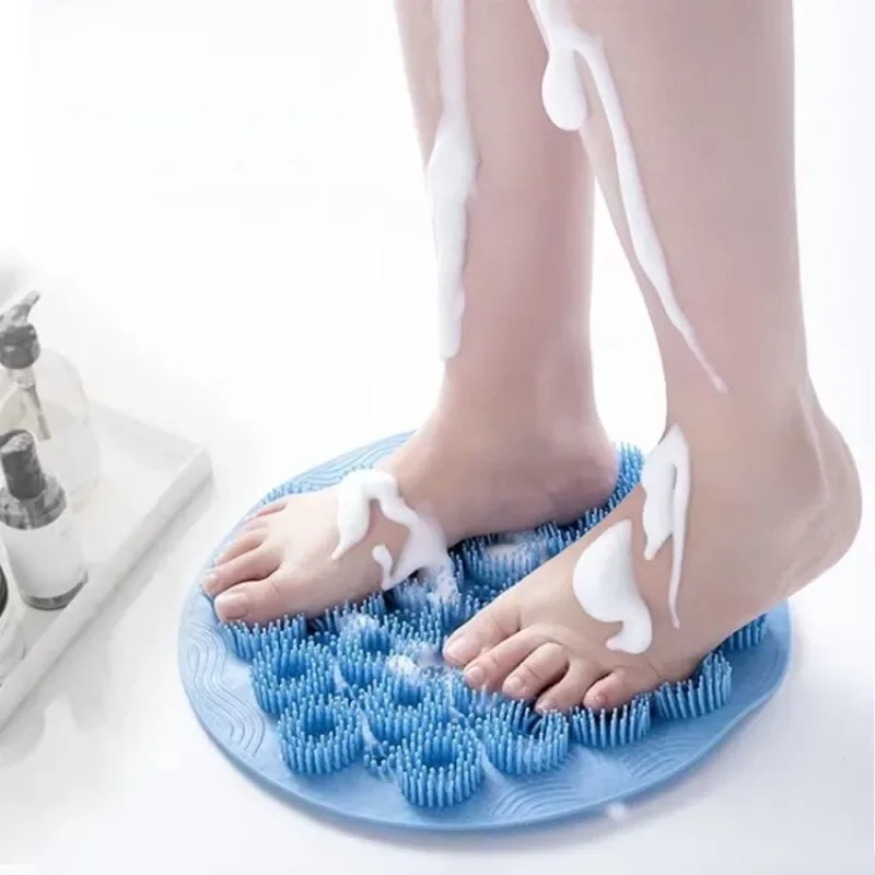 Exfoliating Shower Massage Scrub, Bathroom Non-slip Bath Mat, Back Massage Brush, Silicone Foot Wash Body Cleaning Bathing Tool