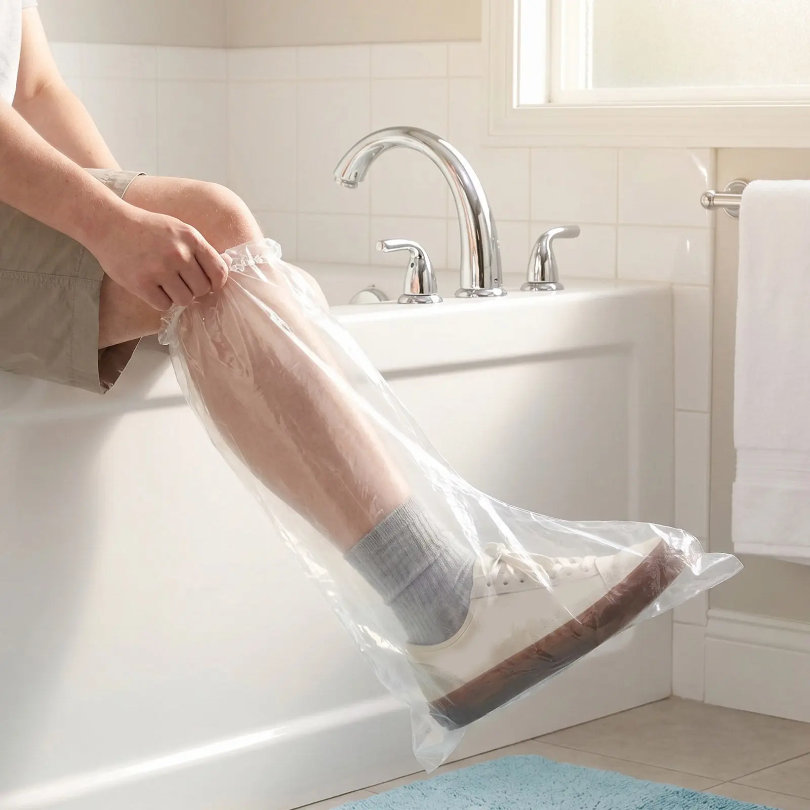 25Pairs Waterproof Leg Cast Protector Cover Shower Sleeve Thigh Cast Cover Full Leg Fit Bath Wound Protection Post Surgery