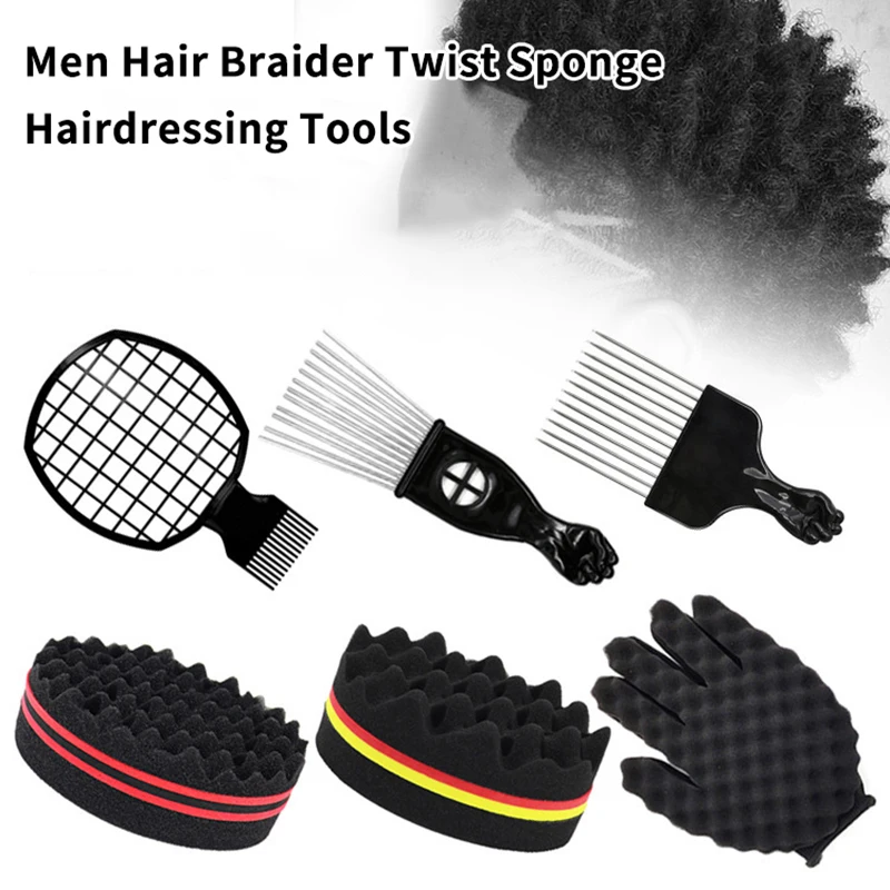 Barber Shop Men Hair Braider Twist Sponge Gloves African Hair Styling Fork Comb Hair Curls Foam For Salon Hairdressing Tools