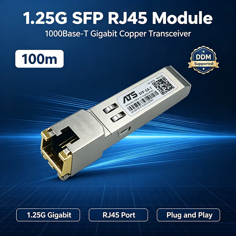 1.25G SFP to RJ45 Copper Module 1000Base-T Gigabit SFP Transceiver DDM Compatible for Cisco Huawei H3C Mikrotik Switch Router