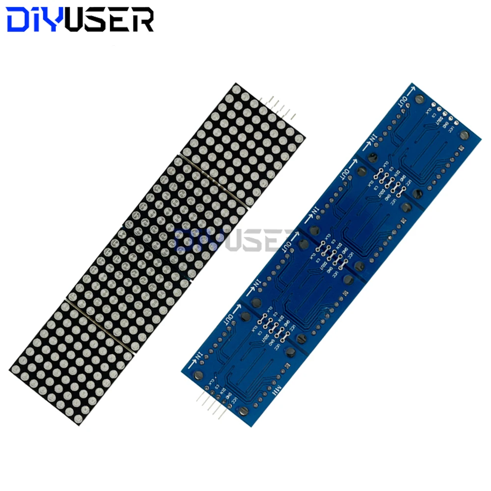 DIYUSER MAX7219 Dot Matrix Module For Microcontroller 4 In One Display with 5P Line Red Green Blue
