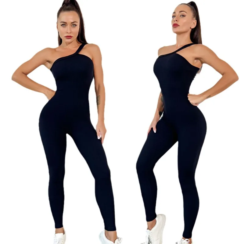 European and American New Threaded Trousers Jumpsuits Seamless Stretch Sportswear, Fitness Workouts, Yoga Wear, Jumpsuits