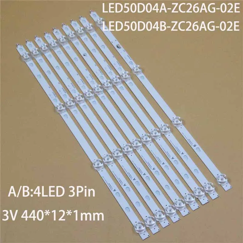 Strip lampu latar LED untuk ONN 100012585 100007147 Bar LED50D04A/B-ZC26AG-02E 4S1P kit pita untuk elemen papan E4AA50R-T