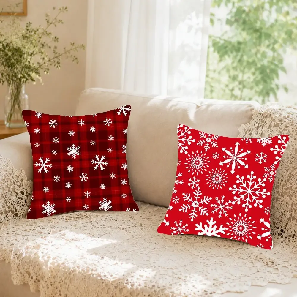 Festive design Christmas-themed pattern Cushion Cover Faux fur decorative Dark academia style Cat scratching post Rustic Spa