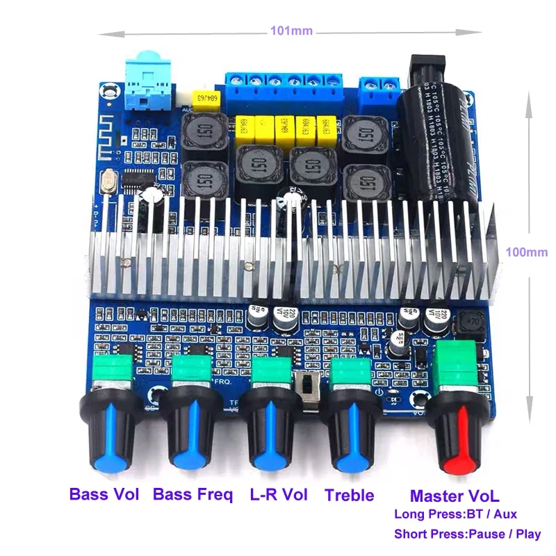 2*50W+100W TPA3116D2 Bluetooth 5.0  Power Subwoofer Amplifier Board 2.1 Channel TPA3116 HIFI Audio Stereo Equalizer Amp