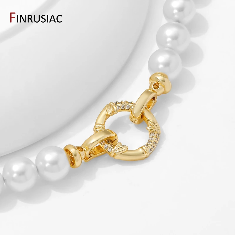 14K Gold Plated Brass With Zircon Round Fastener Clasps Lock,Closured Clasps Connector For DIY Jewelry Making Accessories image 6