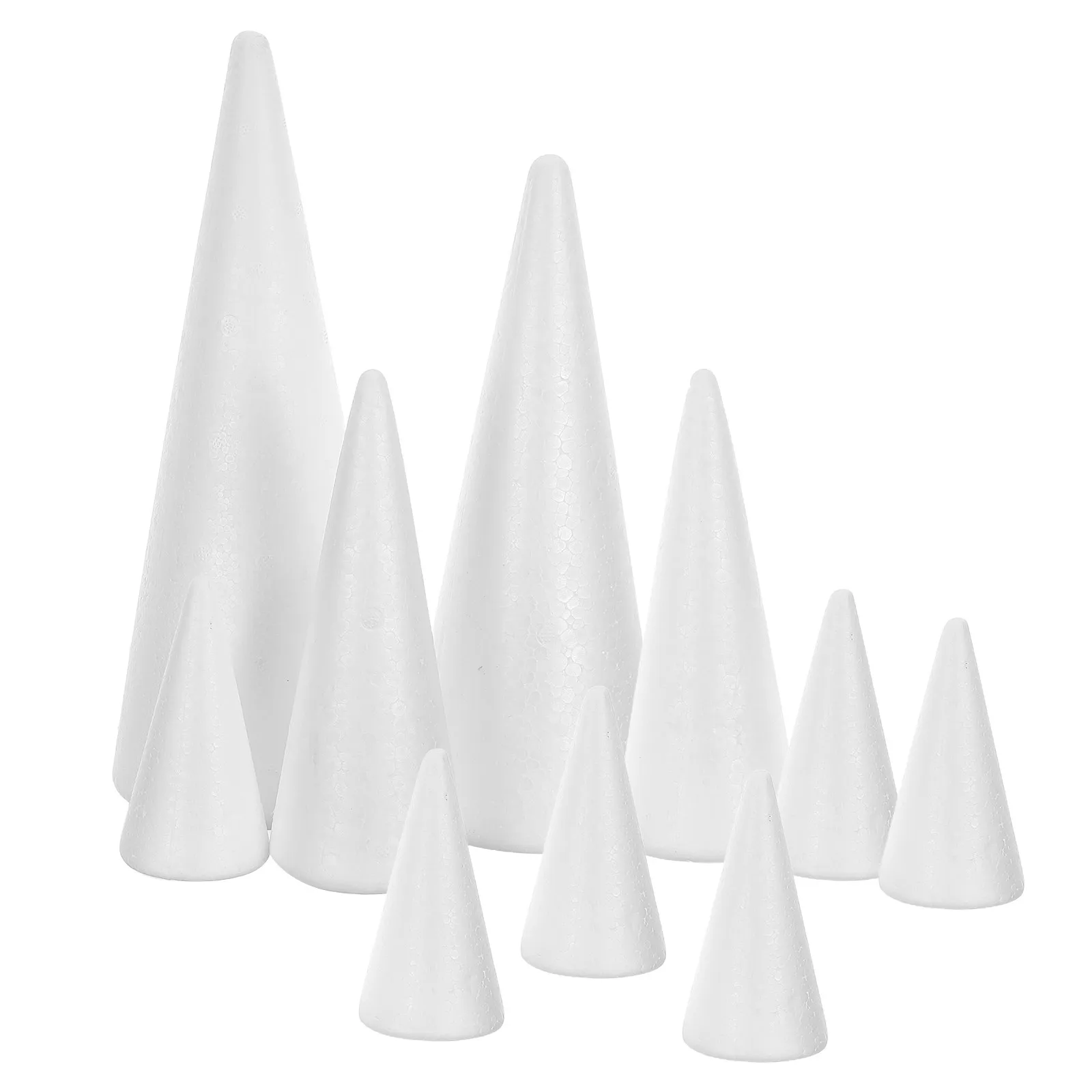 10Pcs Foam Cones Craft Foam Cones Small Lightweight Stable Structure Paintable Ribbon Wrap Ready for Christmas Crafts Supplies view 4