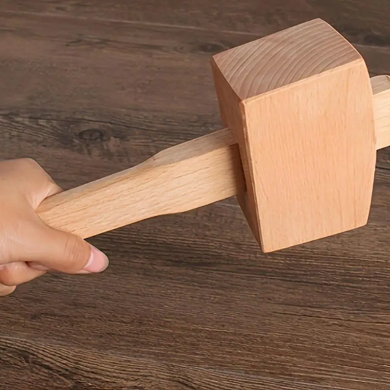 Beech Wood Hammer Multifunctional Carpenter Hammer Replacement Wood Mallets Portable Woodworking Carving Mallet Wood Craft