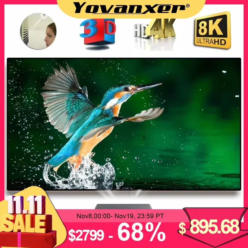 2025 NEW 130 Inch ALR CLR UST PET Crystal Ambient Light Rejecting Fixed Frame Projection Screen for Ultra Short Throw Projector