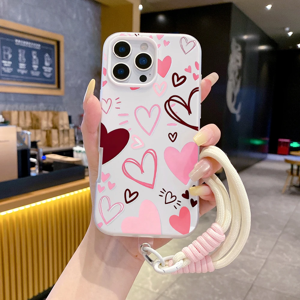 Handschlaufen-TPU-Handyhülle für Redmi Note 14 Pro Plus 5G 14 13 Pro 12 11 10 14C 13C 15C 4G 5G Herz-Graffiti mit Lanyard-Abdeckung – Detail 4