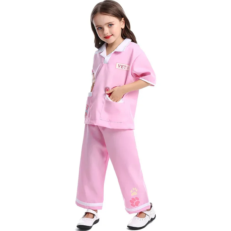 Disfraz de Doctor enfermera para niños y niñas, disfraz de Cosplay veterinario, uniforme de enfermera, disfraz de fiesta de Carnaval y Halloween, vestido elegante
