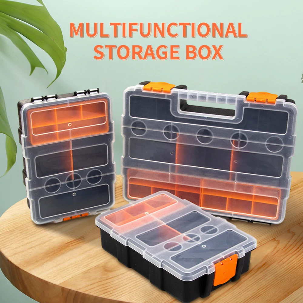 Plastic Portable Parts Toolbox Multi-Grid Combination Screw Storage Box Metal Parts Box Hardware tool Case repair tool box