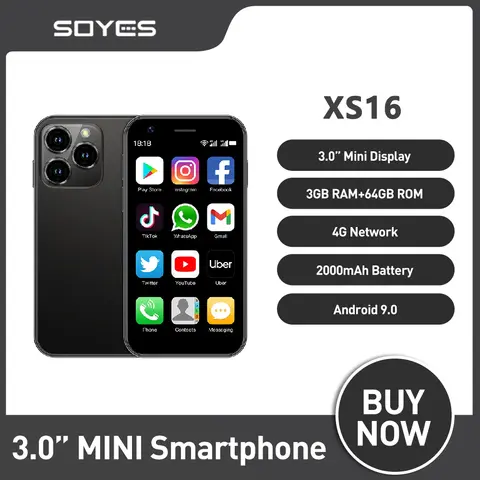 SOYES XS16 Mini Smartphone Telefono 4G LTE 3GB + 64GB 3 pollici Cellulare Android10 2000mAh 5MP Dual SIM Mini Telefono portatile