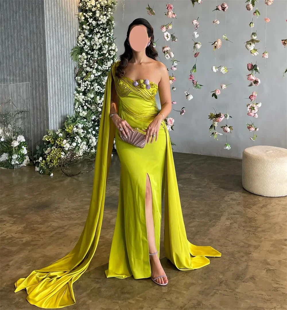 Customized Evening Dress Formal Dearin One-shoulder Column Floor Length Skirts Stole Bespoke Occasion Dresses Saudi Arabia Prom