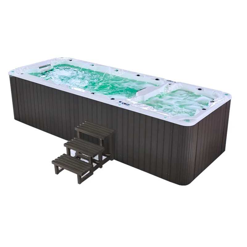 Piscina de Lujo Grande para Exteriores con Jacuzzi, Hidromasaje, Acrílico, Sistema de Nado Contracorriente y TV