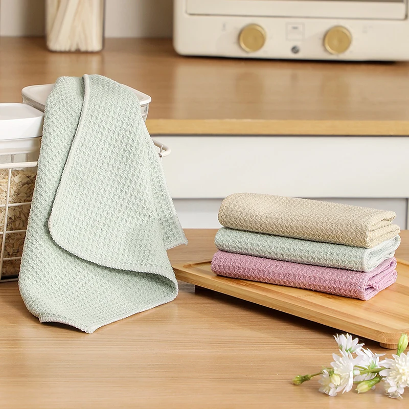Pineapple Grid Striped Cleaning Cloth Bar Counter Cleaning Cloth Microfiber Absorbent Cleaning Cloth Household Multi-Functional