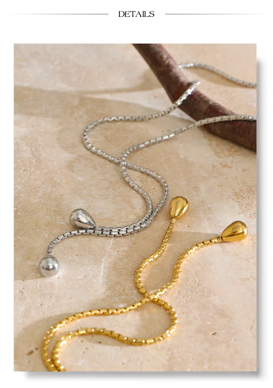 Yhpup 130cm Stainless Steel Chain Stackable Necklace 16K Gold Color PVD Plated Waterproof Distinctive Jewelry