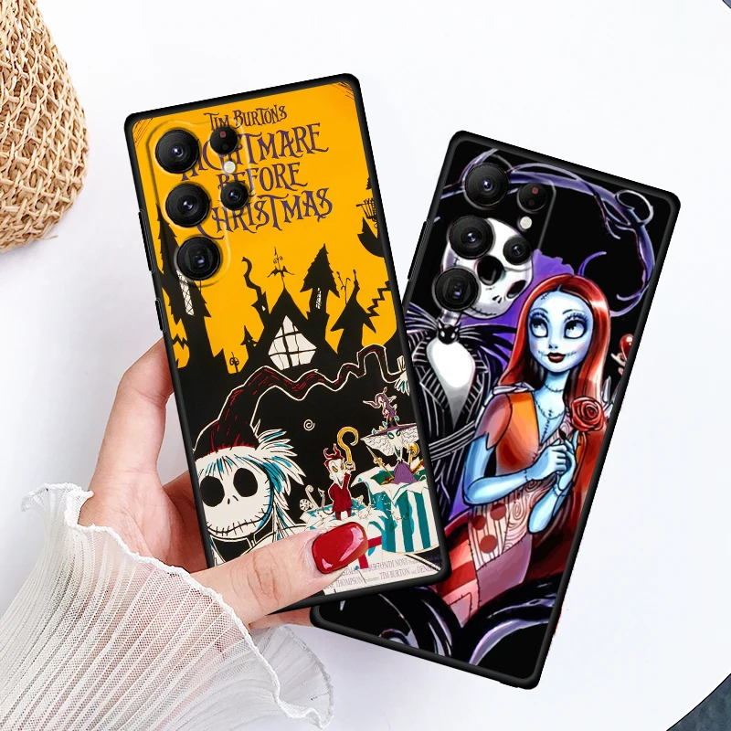 Nightmare Before Christmas For Samsung Galaxy S24 S23 S22 S21 S20 FE S10 S10E Plus Ultra Pro Lite 5G Black Cover Phone Case