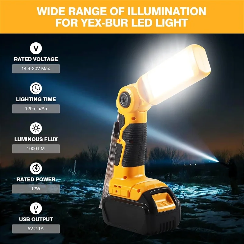 يده LED ضوء العمل مصباح يدوي محمول في الهواء الطلق ضوء لماكيتا/ديوالت/ميلووكي/بوش/ريوبي 18 فولت بطارية ليثيوم أيون أداة الخفيفة