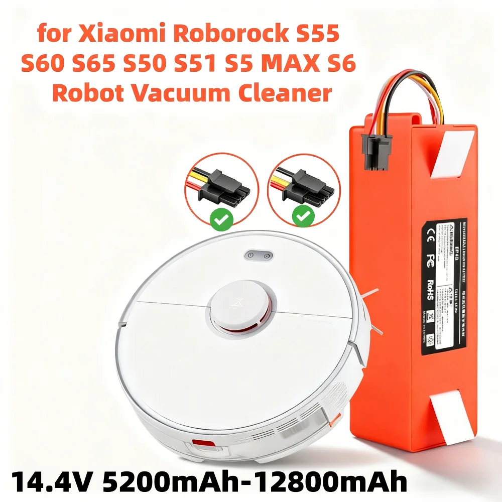 

14.4V14.8V Replacement Battery 6500mAh For Xiaomi Robot Roborock 1S C10 E35 S50 51 S6 7 Accessory Spare Parts Li-ion Battery