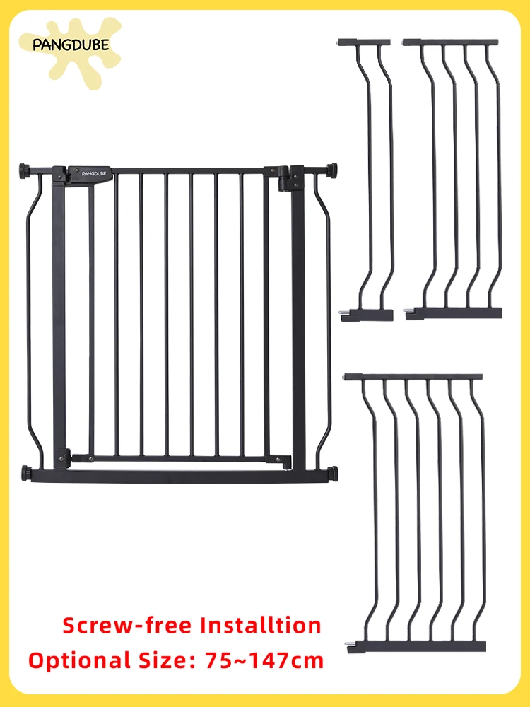 PANGDUBE Barrera de seguridad para bebés, barrera de seguridad para escaleras con montaje a presión, barrera de seguridad para mascotas, perros y gatos, valla a prueba de niños para escaleras y puertas, instalación sin taladro, tamaño opcional de 75-147 cm