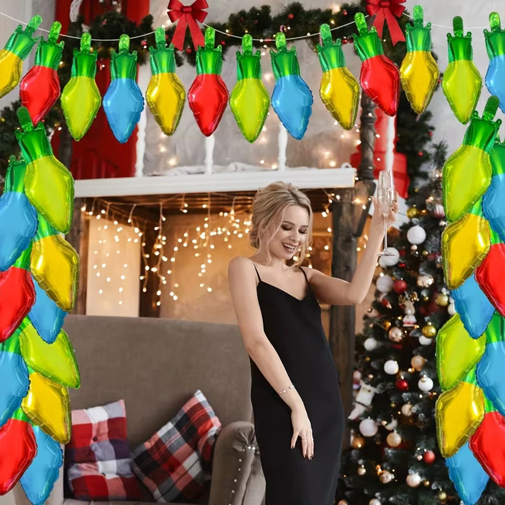 

40Pcs Christmas Light Bulb Foil Balloon Christmas Balloons Xmas Party Home Indoor Outdoor Decoration New Year 2026 Supplies