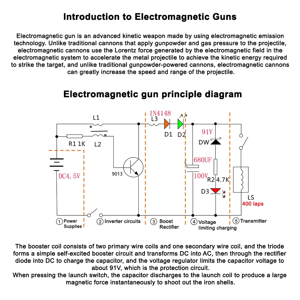 Electromagnetic Gun DIY Soldering Practice Kit Electronic Mini Magnet Shooter DIY Kit Coil Gun Toy Kit Fun Soldering Project Ki