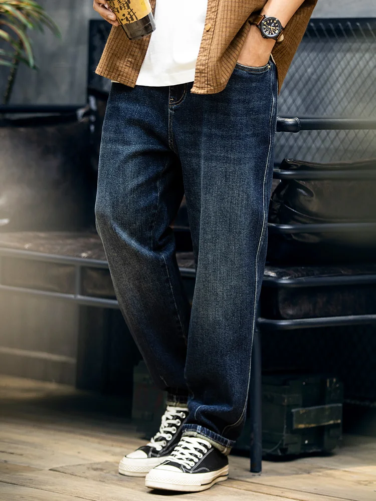 Elastic Harem Men's Jeans Autumn Loose plus Size Long Pants American Retro Embroidery Spring Autumn Style Youth Casual Cotton