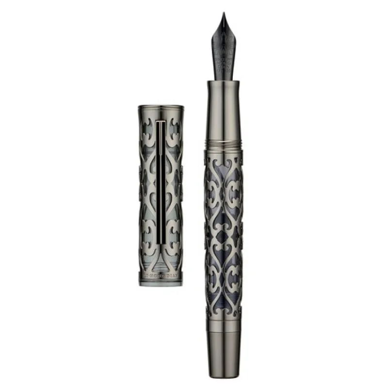 

A+ Черная перьевая ручка Hongdian D1 с поршнем EF/F, перо из смолы, скелет, полая ручка для письма