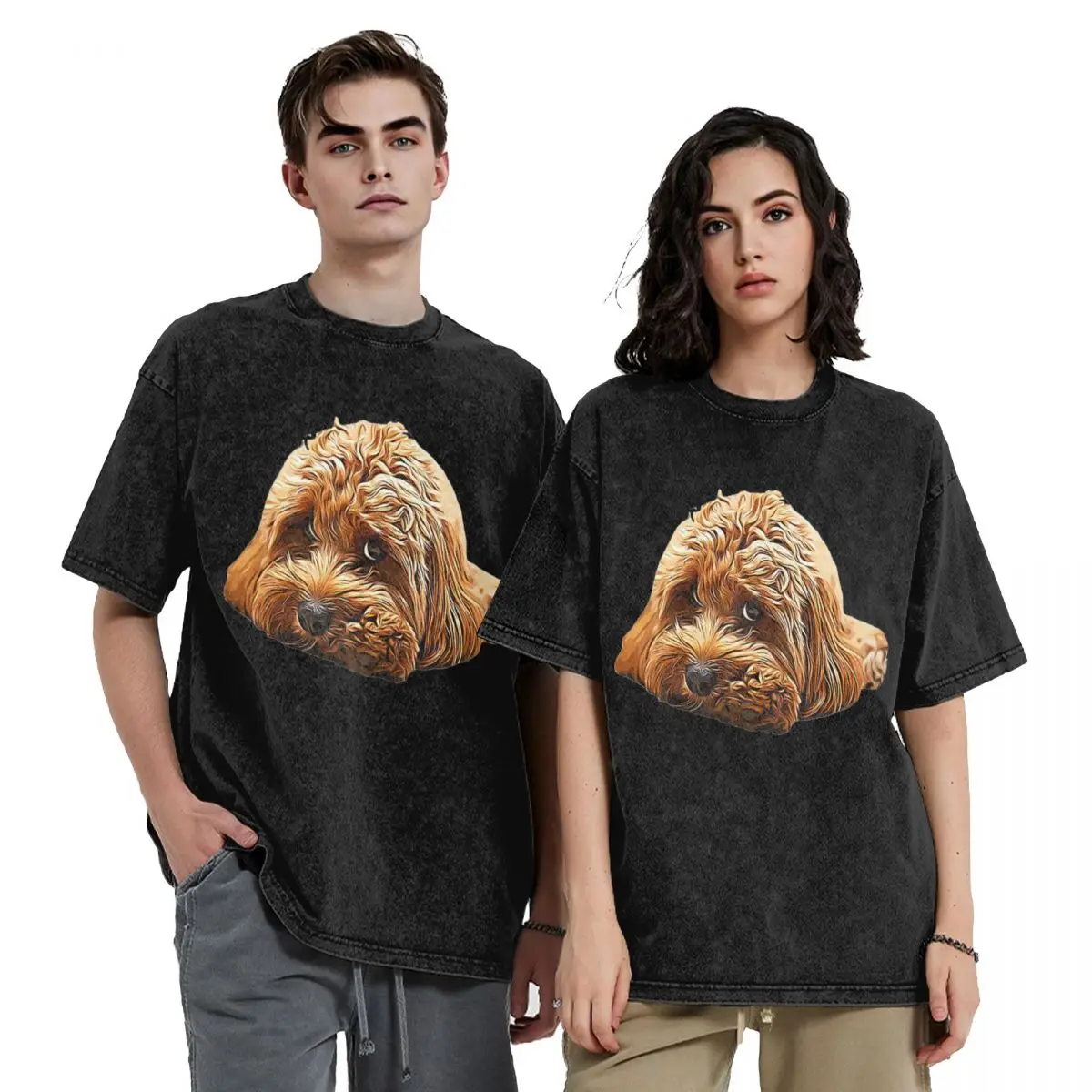 Cavapoo Cavoodle Cockerpoo Puppy Designer Dog Poodle Mix Washed T Shirts Casual Hip Hop T-Shirt Streetwear Tops Tees