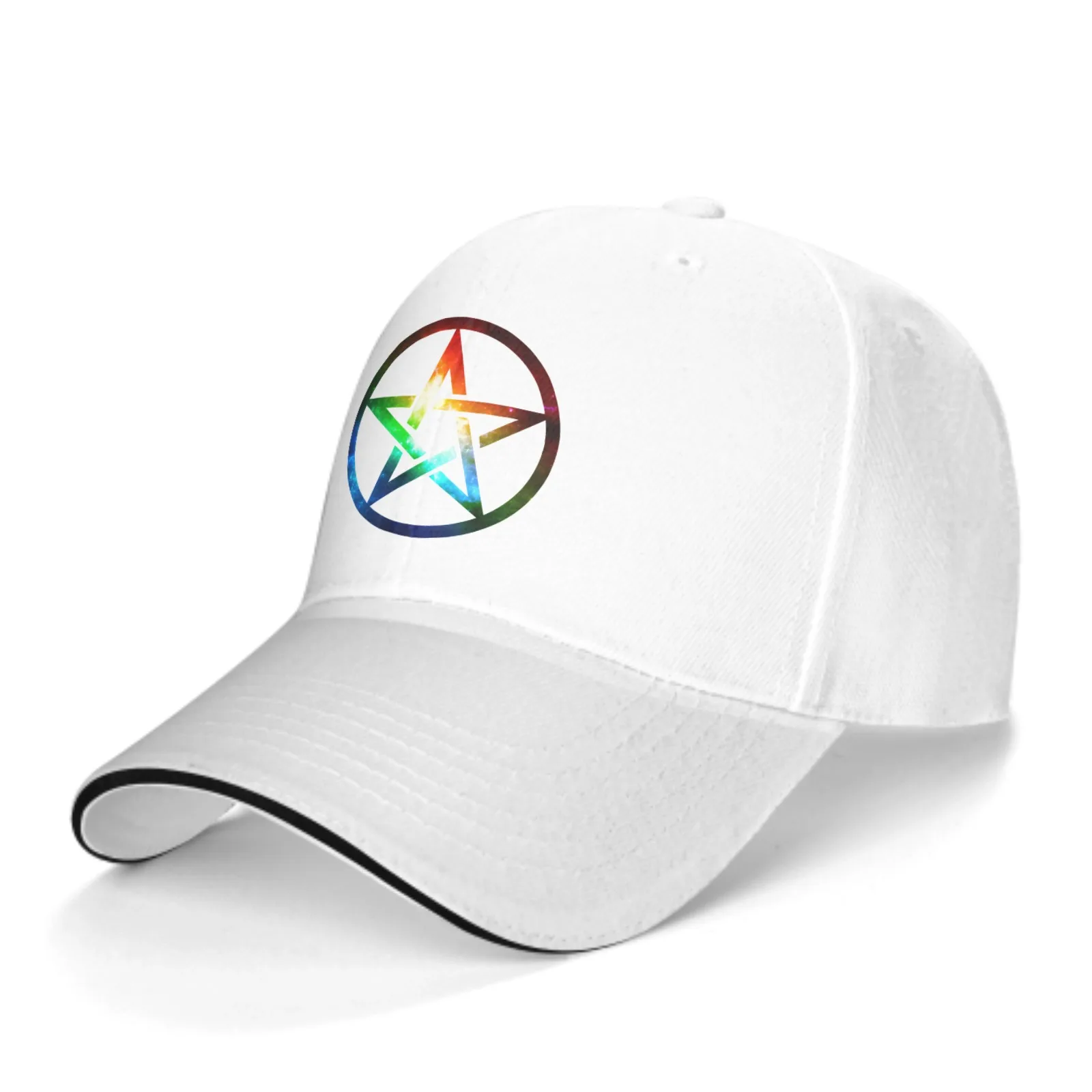 Colorful Pentagram Adjustable Women Men Back Closure Caps Washed Sandwich Caps Sports Outdoor Baseball Hat