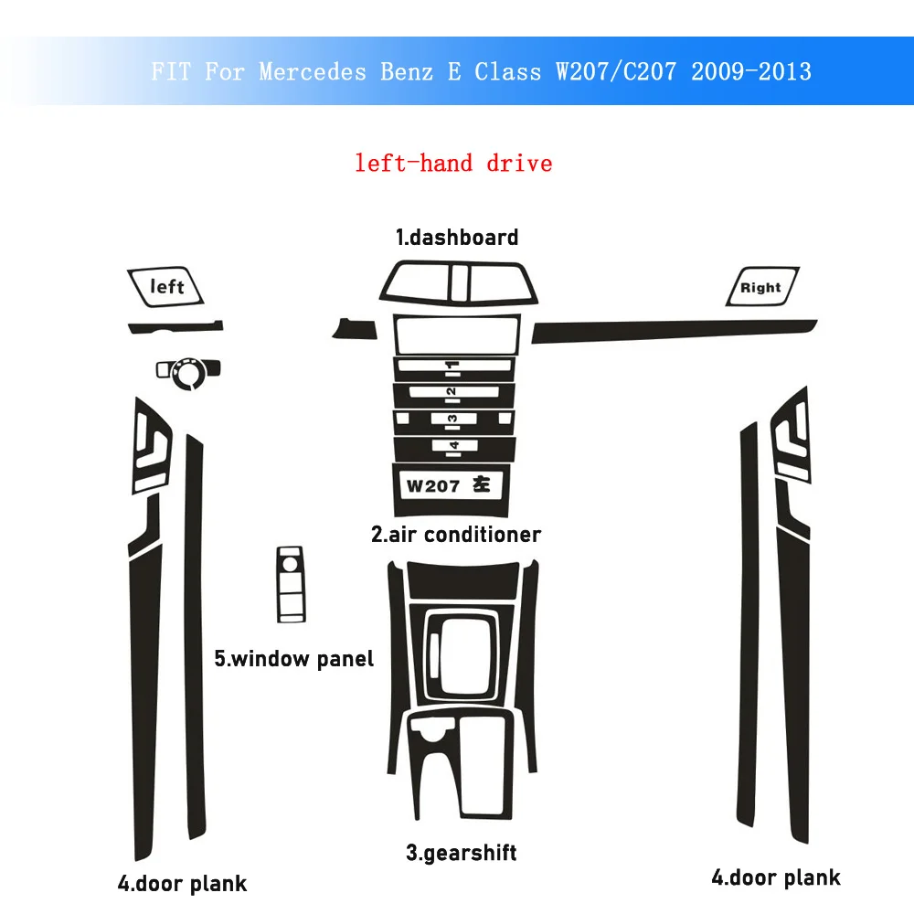 

Carbon Fiber For Benz E Class W207/C207 09-16 Car Film Interior Sticker Center Console Gear Dashboard Air Door Handle Lift Panel