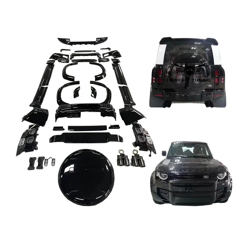 

PP plastic gloss black car bumpers side skirt bodykit for Land Rover Defender 110 P400 Body kit