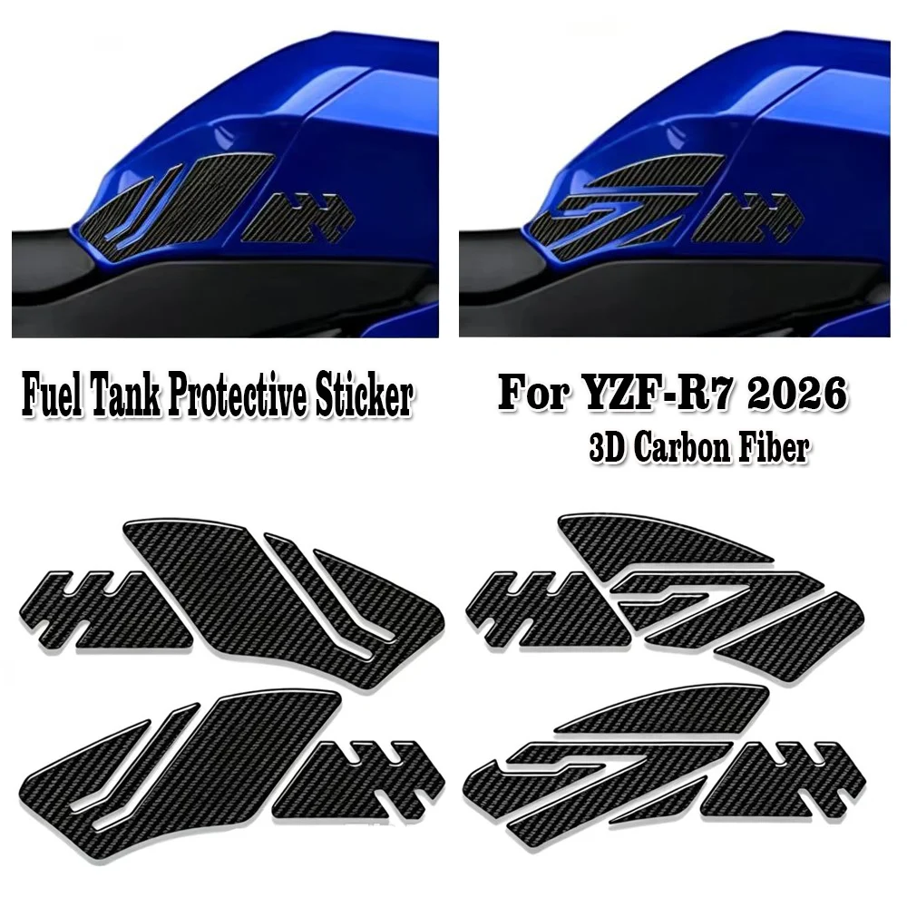 2026 For YZF-R7 YZFR7 YZF R7 Tank Pad Cap Protector Fairing Fender Handguard Hand Guard Carbon Fiber Stickers Decals