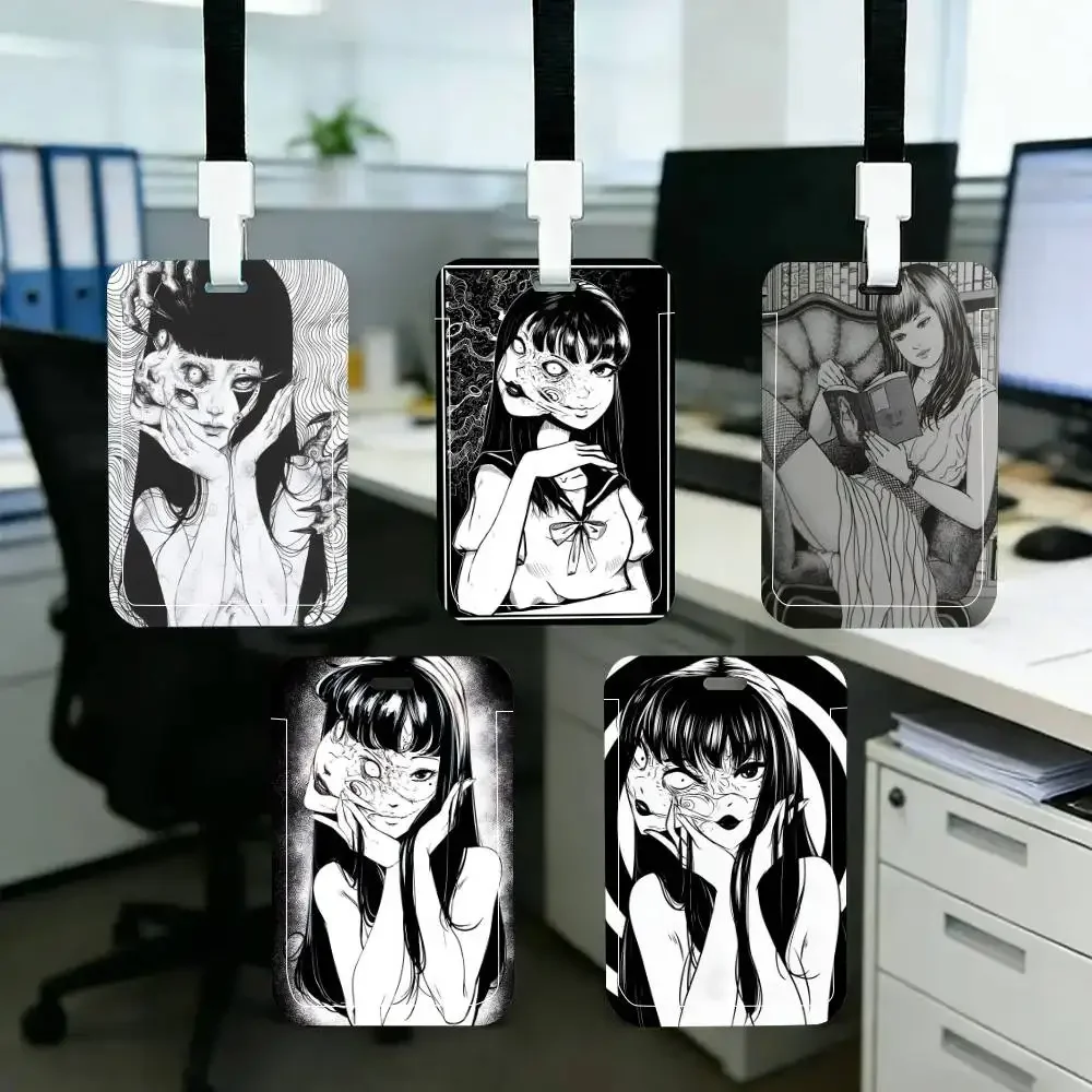 Kawakami Tomie Junji Ito Horror Comic   ID Card Holder Neck Strap Pendant Door Badge Holder Lanyards Keychain Work Credential