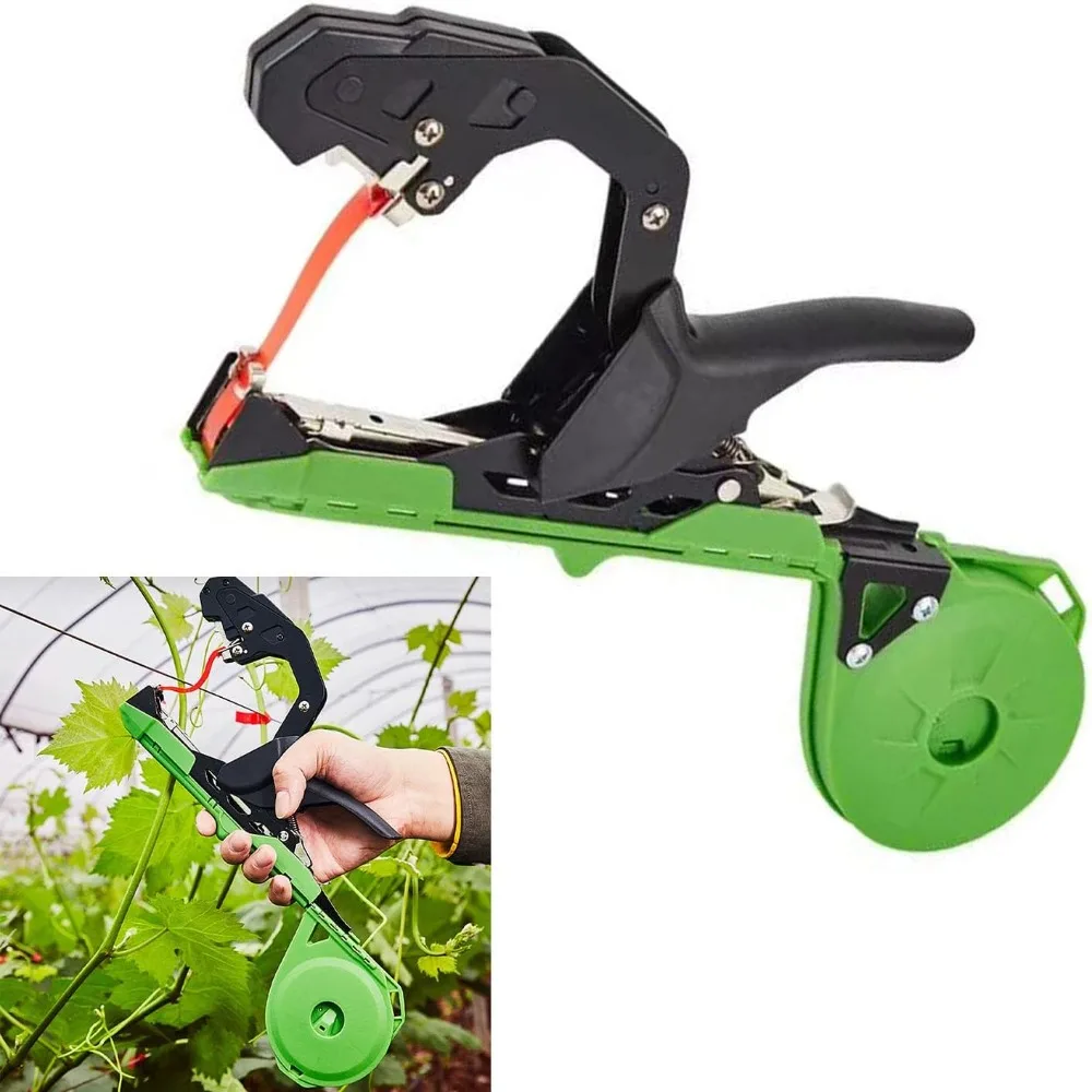Durable Manganese Steel Blade Plant Tying Machine Fast Easy Garden Taping Tool Green Spare Tapes Included Plant Tying Tool