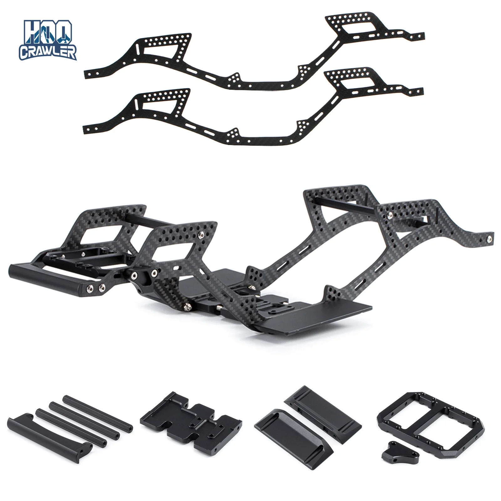 Zestaw podwozia HooCrawler Carbon LCG ze skrzynią biegów Overdrive do 1/10 RC Crawler SCX10 II Element Enduro Trail Truck