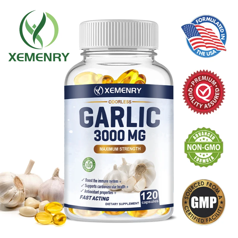 Garlic Extract Capsules 3000 Mg - Promotes Healthy Cholesterol Levels and Supports The Immune System